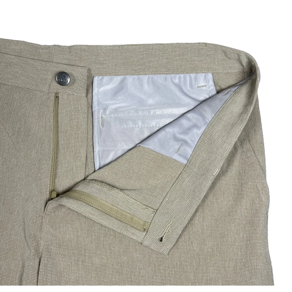 Adidas Aeroready Mens Performance Golf Casual Geometric Beige Tan Shorts 38‎